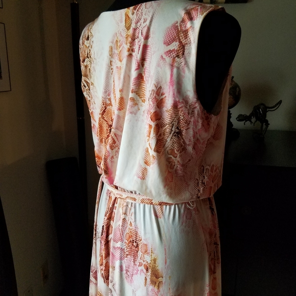 Calvin Klein pink python grecian sleeveless gown - Picture 3 of 8